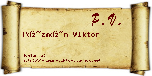 Pázmán Viktor névjegykártya